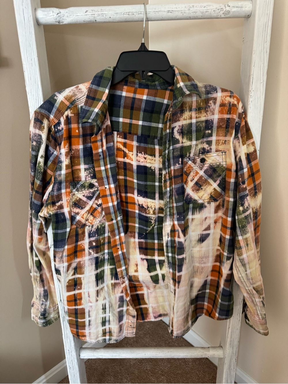 Arizona Jean Company Orange, Green, Navy Plaid Button-Up Shirt